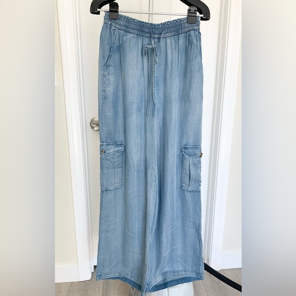 Chambray Wide Leg Pants - Picture 2 of 8